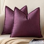 Yaertun Pack of 2 Decorative Linen Soild Throw Pillow Covers Farmhouse Neutral Cushion Covers Pillowcase for Chair Couch Sofa Bedroom Living Room Home Decor 18 x 18 Inch Purple