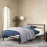 Zinus Geraldine Double Bed frame - Bed 135x190 cm - 28cm Height - Metal Platform Bed frame with Headboard and Footboard - Black