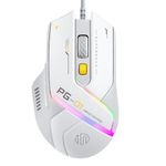 INPHIC PG1 Wired Gaming Mouse 12800 DPI High-Precision, 6 Programmable Buttons, Breathing RGB Backlit Ergonomic Computer Gamer Mouse for Windows/PC/Mac/Laptop - White Gray