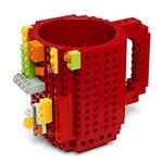 Gifts UK® DIY Creative Puzzle Building Brick Mug Build On Blocks Coffee Tea Cup Gift *UK Stock* (Red)