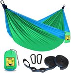 SZHLUX Kids Hammock - Kids Camping Gear, Camping Accessories with 2 Tree Straps and Carabiners for Indoor/Outdoor Use, Sapphire Blue & Grass Green