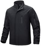 TACVASEN Waterproof Jackets Mens Work Fleece Jacket Softshell Jacket Waterproof Hunting Jacket Windbreaker Zip Pocket Black