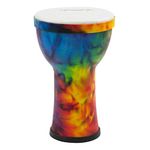 World Rhythm MDJ008 7 Inch Pretuned Synthetic Djembe Hand Drum for Festivals, School Percussion - Rainbow