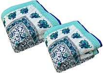 LushHavenDecor 400 TC Single Bed Jaipuri Razai Pure Cotton Jaipuri Rajai Ac Quilt for All Season Soft Breathable Rajasthani Cotton Quilt Comforter 55 x 85 inch (Sky Blue) Pack of 2