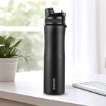 Borosil 800ml Duosport Stainless Steel Bottle with Straw & Sipper Lid | 14 Hrs Hot & 18 Hrs Cold Made in India Double Wall Vacuum Flask | Office, School, Gym & Travel | 1 Year Warranty