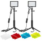 Neewer Dimmable 5600K USB LED Video Light with Pro Adjustable Tripod Stand and Color Filters, 2-Pack for Tabletop/Low-Angle Shooting, Zoom/Video Conference Lighting/Gaming/YouTube Video/Photography