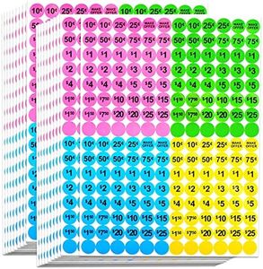 Dreecy 3840 PCS Yard Sale Price Stickers Garage Sale Pre-Priced Price Tag Labels 3/4" Diameter Flea Market Pre-Printed Pricing Stickers for Retail,Bright Neon Colors (Pink Green Blue Yellow)