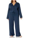 Cosabella Women's Bella Relaxed Long Sleeve Top & Pant Pyjama Set, Navy/Navy, XS