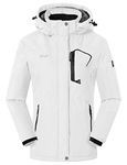 Rdruko Women's Ski Jacket Waterproof Insulated Outdoor Fleece Warm Snowboard Winter Coat Hooded(White, CA XXL)