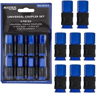 Master Elite Series 8 Piece Universal Air Hose Quick Push Connect Coupler Set with 1/4" NPT Female Threads - Accepts 3 Common Plugs Types, I/M Industrial, T Auto, A ARO - Compressor Air Tool Spray Gun