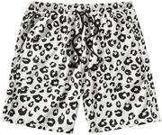 OYOANGLE Men's Leopard Graphic Print Adjustable Elastic Waist Drawstring Workout Shorts Black White X-Large