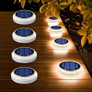 YiLaie Lampe Solaire Exterieur, Lampe Solaire Exterieur Jardin 360 ° Lumiere Solaire Exterieur IP68 étanche avec Auto On/Off Solar Path Light, Blanc Chaud 2700k, 4pcs