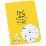 Rite In The Rain All-Weather Mini-Stapled Notebook, 3 1/4" x 4 5/8", Yellow Cover, Universal Pattern, 3 Pack (No. 371FX-M), 4.625 x 3.5 x 0.125