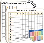 SCRIBBLEDO Dry Erase Multiplication Chart Whiteboard 9" x 12" Multiplication Table Double Sided Times Table Math Manipulatives White Board for Kids Students Classroom and Home Mini Lapboard Game