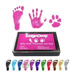 ReignDrop Ink Pad for Baby Footprint, Handprint, Create Impressive Keepsake Stamp, Non-Toxic and Acid-Free Ink, Easy to Wipe and Wash Off Skin, Smudge Proof, Long Lasting Keepsakes (Pink)