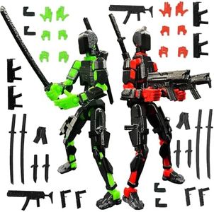 T13 Action Figure Set (Assembly Completed), 3D Printed Multi-Jointed, Titan 13 Action Figures, Multi-Articular Lucky Mobile Robot Nova T-13,Desktop Decorations for Game Lovers Toys (Black Red/Green)