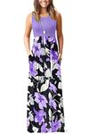 MOLERANI Women's Summer Dress Maxi Dresses Casual Long Dresses with Pockets(Violet Purple Flower,3XL)