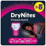 Huggies DryNites absorbent night diapers for bed-wetting, for girls 4-7 years (17-30 kg), 3 x 10 = 30 diaper pants, monthly box