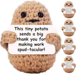 Bulk Gifts for Coworkers - Bulk for Coworkers Bulk (5-Pack) | Crochet Positive Potato with a Thank You Sign for Work Friends | Funny Appreciation Present Idea for Co Workers Colleagues