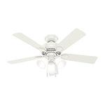 Hunter Swanson Indoor Ceiling Fan with LED Lights and Pull Chain Control, 44", (Fresh White)