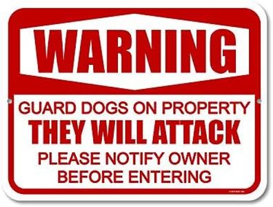 Honey Dew Gifts, Warning Guard Dogs on Property, Aluminum Beware of Dog No Trespassing Sign, 9 Inch by 12 Inch, Yard Sign, HDG-1184