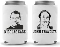 Cool Coast Products | Face Off Nicolas Cage John Travolta Parody Joke Coolie | Funny Father's Day Gift | Funny Novelty Hugger Coolie Huggie | Beer Under $10 Gifts | Quality Neoprene Can Cooler