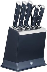 Tefal EverSharp Pro 6-teiliger Messerblock, patentierte Schärftechnologie, selbstschärfend, Verriegelungssystem, deutscher rostfreier Edelstahl, für Gemüse, Fleisch & Brot, Blau, K297S744