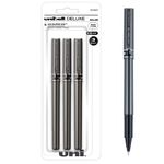 uni-ball DELUXE Rollerball, Stick Roller Ball Pen Micro-0.5mm, 3-Carded, Black Ink (60029PP)