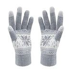 VENI MASEE Winter Lover Snow Print Keep Warm Touch Screen Gloves - Women, A1-womengrey, 20CM