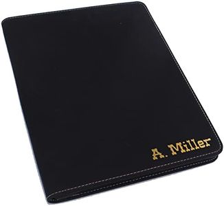 Personalized Portfolio Pad Holder with Zipper - Custom Padfolio (Black with Gold)