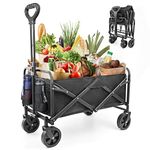 NEOTEC Collapsible-Folding-Wagon - Wagon Cart Heavy Duty Foldable Outdoor Utility with Silent Universal Wheels, Adjustable Handle for Camping