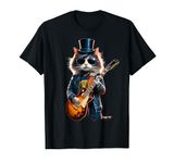 Cat Playing Guitar Rock & Roll 80s 90s Rock Band Concert T-Shirt