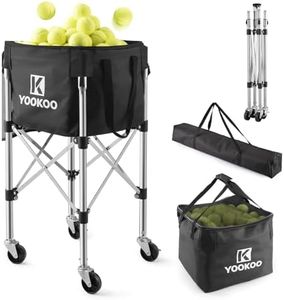 YooKoo Sturdy Tennis Ball Hopper Holds 200 Balls, Lightweight Tennis Ball Basket with Adjustable Height, Easy to Use Without Installation for Tennis Training and Teaching