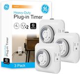 GE 24‑Hour Mechanical Outlet Timer Switch, Dual Grounded Plug‑in Control for Indoor Lighting, Lamps, Christmas Trees, Fans and Small Appliances 66404, (Pack of 36)