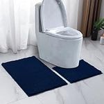 EDS Bath Mats For Bathroom Chenille 1" Thick Non Slip Set of Bathtub Shower And Bathroom Rug Highly Water Absorbent Bathroom Rug Shaggy Microfiber Bath Mats for Inside Bath (NAVY BLUE)