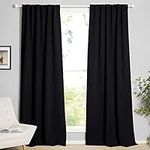 NICETOWN Halloween Bedroom Blackout Curtains/Drapes - Triple Weave Light Reducing Back Tab/Rod Pocket Top Curtains (W52 x L84 in Black, 2 Pieces)