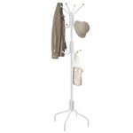 SONGMICS Coat Rack Freestanding, Metal Coat Rack Stand with 12 Hooks and 4 Legs, Coat Tree, Holds Clothes, Hats, and Bags, for Entryway, Living Room, Bedroom, Pearl White URCR031W01