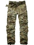 KOCTHOMY Cargo Pants for Men Casual Camo Work Pants with 8 Pockets No Belt 3355 CP Camo 32