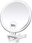 B Beauty Planet 20X Magnifying Home Mirror, Round 5'' Handle for Travel, Double-Sided 1X/20X, Foldable Makeup Mirror, Tabletop Mount