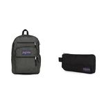 JANSPORT Big Student Backpack, 43 cm, 34 L, Grey (Graphite Grey)+Basic Accessory Pouch, 21 cm, 0.5 L, Black (Black)