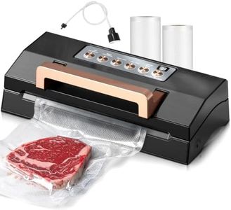 VacApex Easy-to-Use Food Vacuum Sealer, Powerful Suction Pump Vacuum Sealer Machine, Dual Heat Seal, Dry & Moist Modes, One-Touch Operation, Built-In Cutter & Bag Storage, 2 Rolls & Hose Included