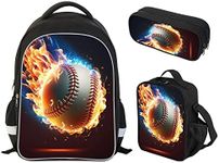 RTBBCKS Boys Backpack and Lunch Box,Set of 3 Unique Baseball Patterns Perfect for Kids