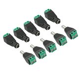 AVARTEK 10 Pack 2.1 x 5.5mm 12V Male Female DC Power Connector, Screw Terminal Adapter Socket Plug for CCTV Security Camera LED Light Strips