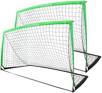 RUNBOW 9x5 ft Portable Kids Soccer Goal for Backyard Adult Junior Large Practice Soccer Net with Carry Bag Set of 2 (9x5ft, Green, 2 Pack)