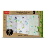 LuvLap 100% Bamboo Cotton Muslin Baby Swaddle Set, Baby Towel, Size-120cm x 100cm (47"x39"), Leaf, Butterfly, Abstract Print, Printed Mulmul Muslin Swaddle Wrap for New Born, Pack of 3
