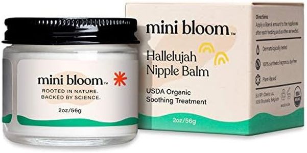 Mini Bloom Hallelujah Nipple Balm | USDA ORGANIC Soothing Ointment | Restores Dry, Cracked, Sensitive Nipples | Lanolin-Free, Made w/ Aloe, Calendula, Olive & Sunflower Seed Oils | 2 oz