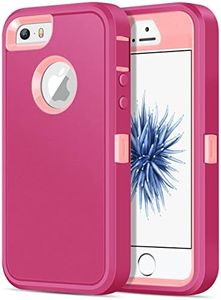 Jelanry for iPhone 5S/ iPhone SE 1st Gen 2016/ iPhone 5 Case Heavy Duty Rugged Armor Shockproof Dual Layer Protective Shell Anti dust Scratch Non-Slip Bumper Hybrid Back Cover Phone Cases, Rose/Pink