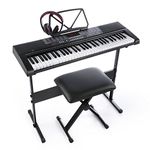 Joy 61-Key Standard Electronic Piano Keyboard Set with Headphone,Stand,Stool and Power Supply