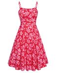 Belle Poque Beach Dresses for Women 50s 60s Vintage High Waist Sleevekess Swing Dress Floral Dress BP0928-13 S