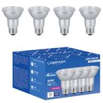 LAMPADA PAR 20 5000k LED Dimmable Flood Light Bulb Dimmable Bulbs for Range Hood Lights Recessed Track Lighting Bulbs E26 Medium Base 50W halogen Equivalent, 500 Lumens, 5000K Daylight White Pack of 4